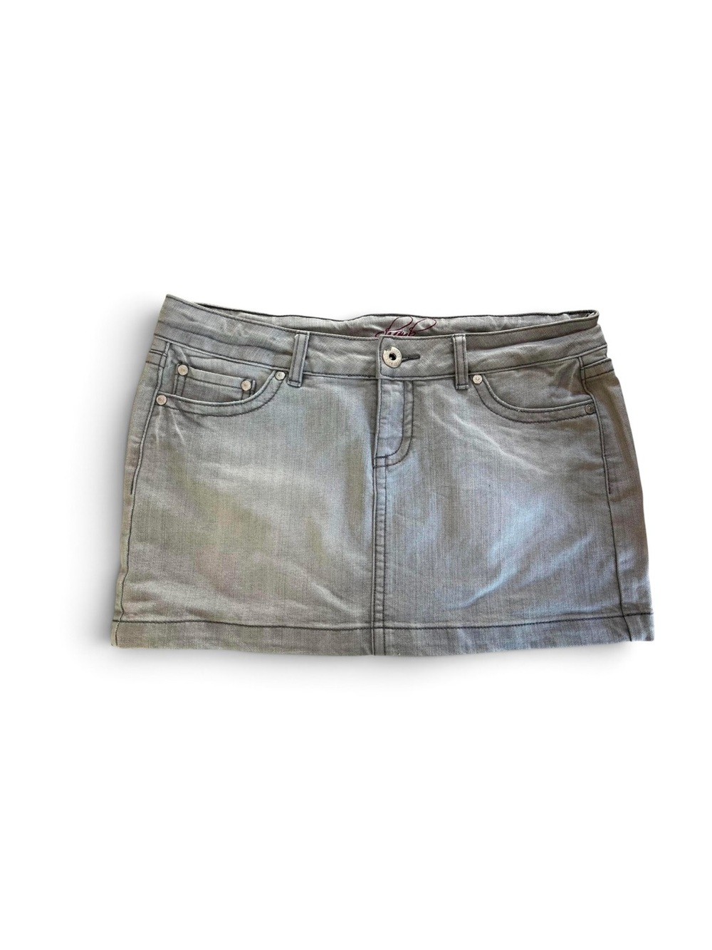 Vintage Y2K SHANK JEANS Grey Acid-Wash Denim Miniskirt